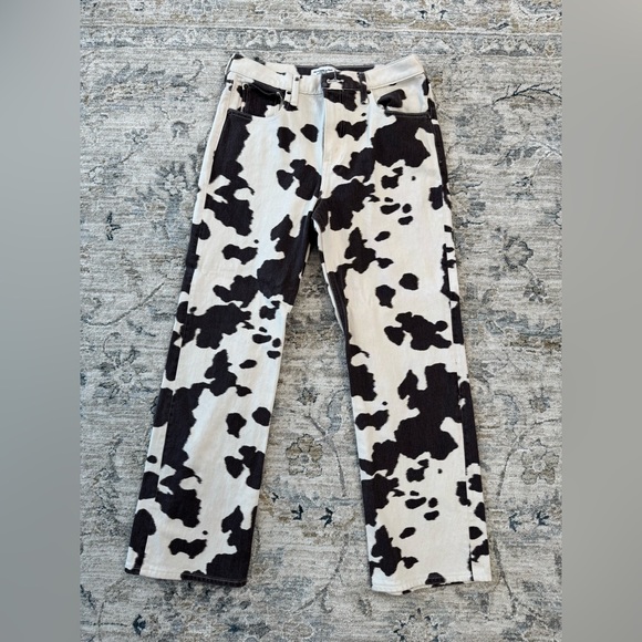 Abercrombie & Fitch Denim - Abercrombie & Fitch High Rise 90's Relaxed Pants Cow Print Black/Brown and Cream